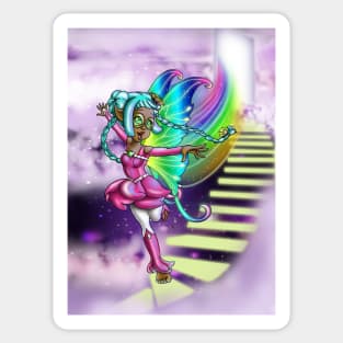 African American Fairy and Rainbow Sticker